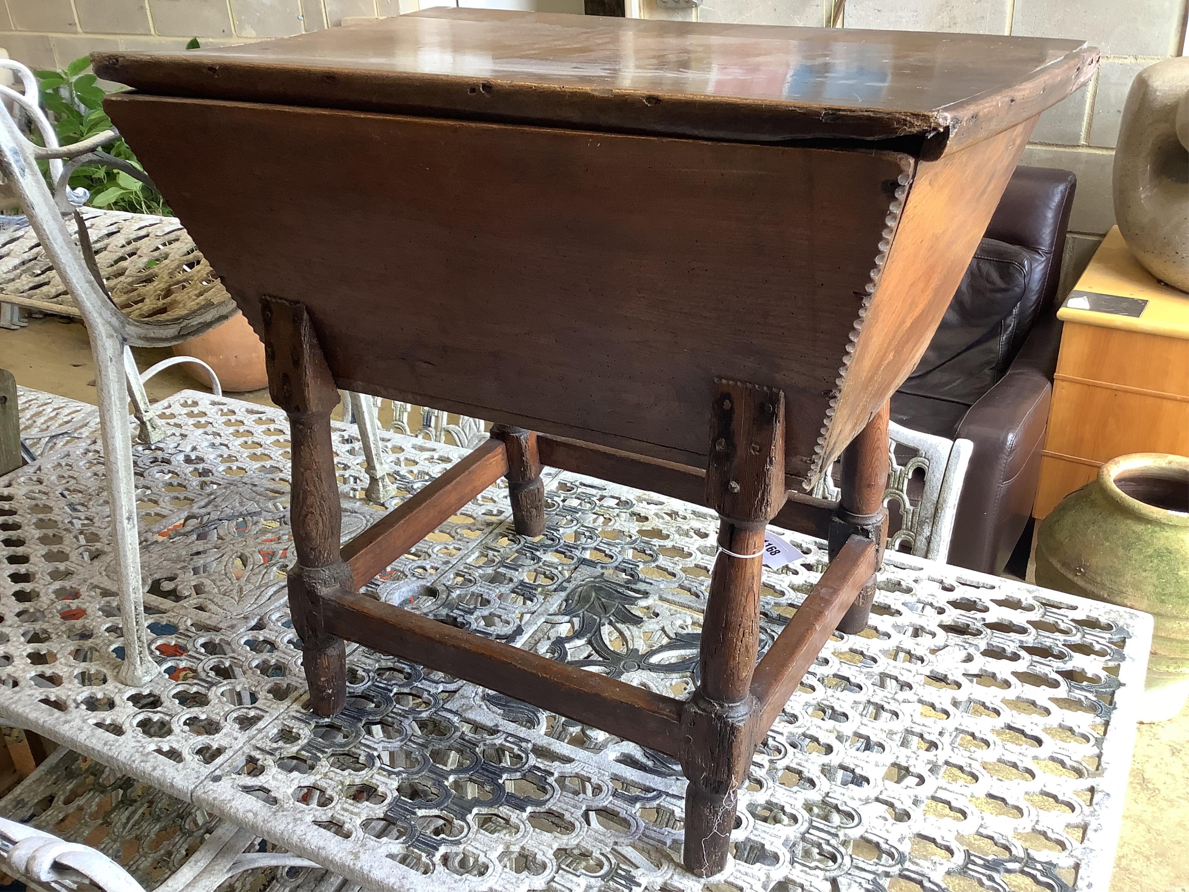 A small 18th century elm dough bin, width 79cm, depth 50cm, height 74cm